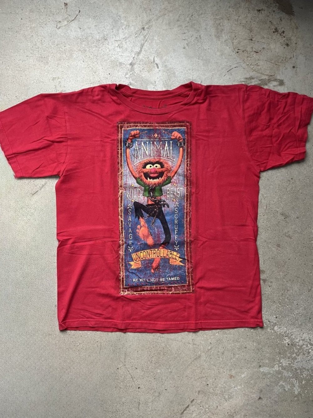 Disney Muppets ANIMAL **Uncontrollable - Wild Beast**  Red  T-Shirt  Mens  Large